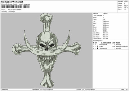 Jolly Rogers Embroidery File 4 size