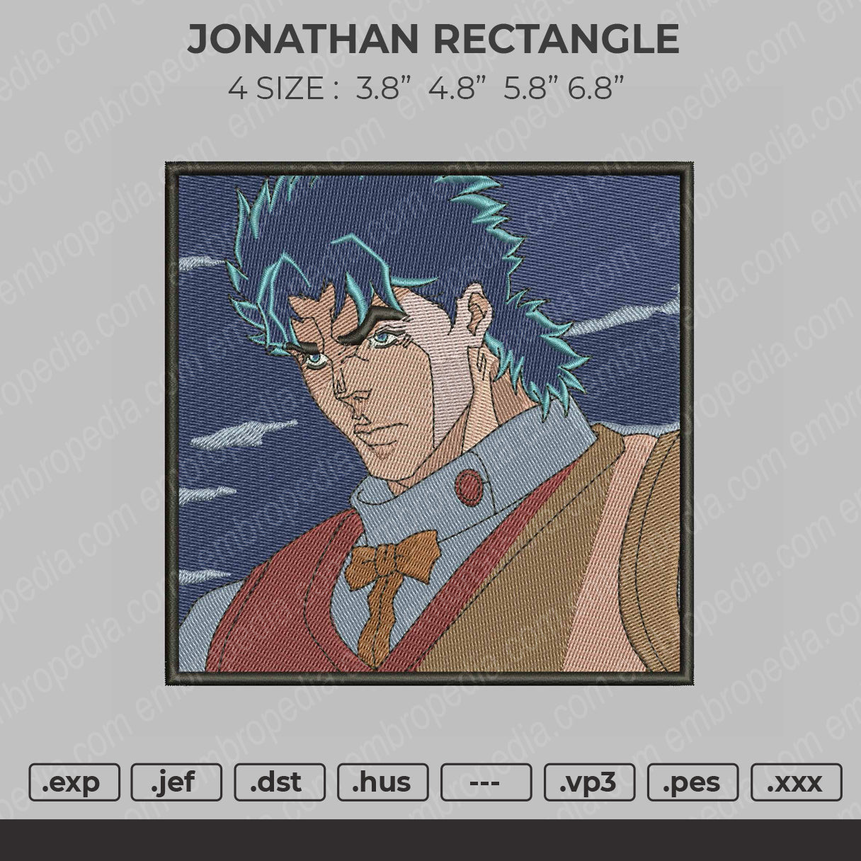 Jonathan Rectangle Embroidery File 4 size