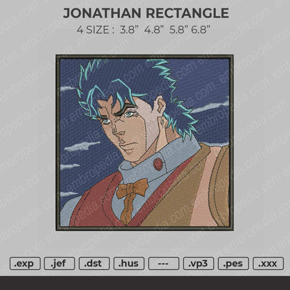 Jonathan Rectangle Embroidery File 4 size