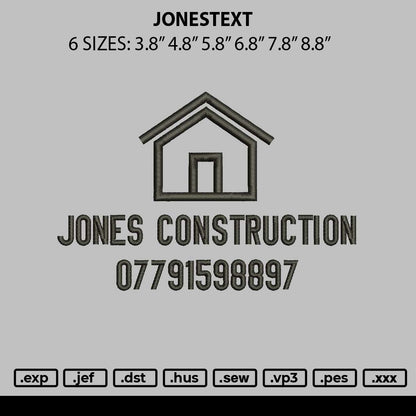 Jonestext Embroidery File 6 sizes