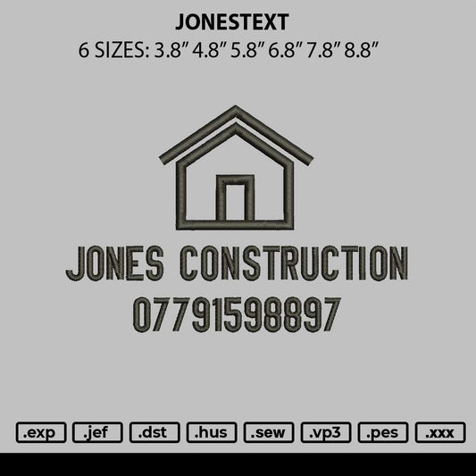Jonestext Embroidery File 6 sizes