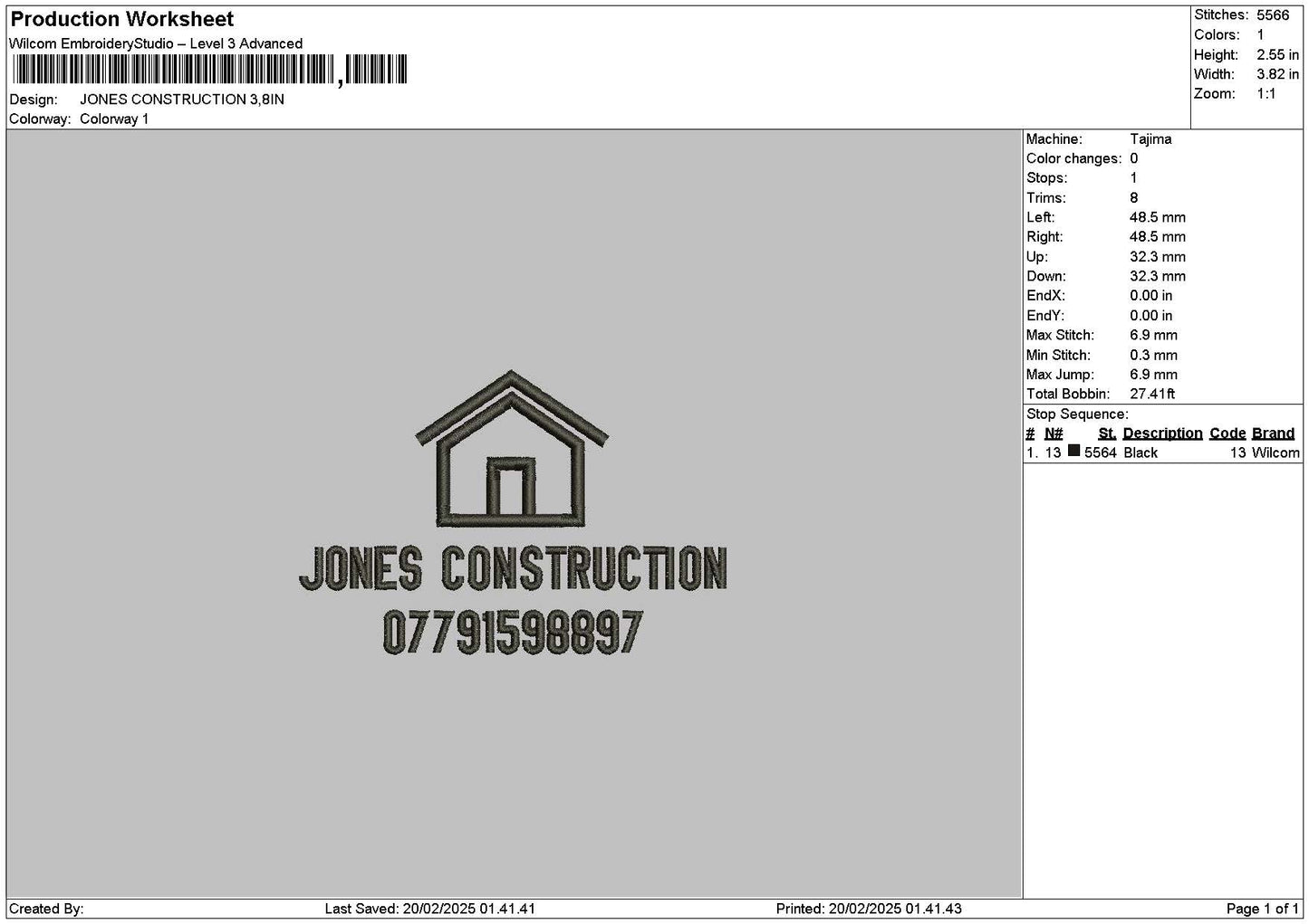 Jonestext Embroidery File 6 sizes