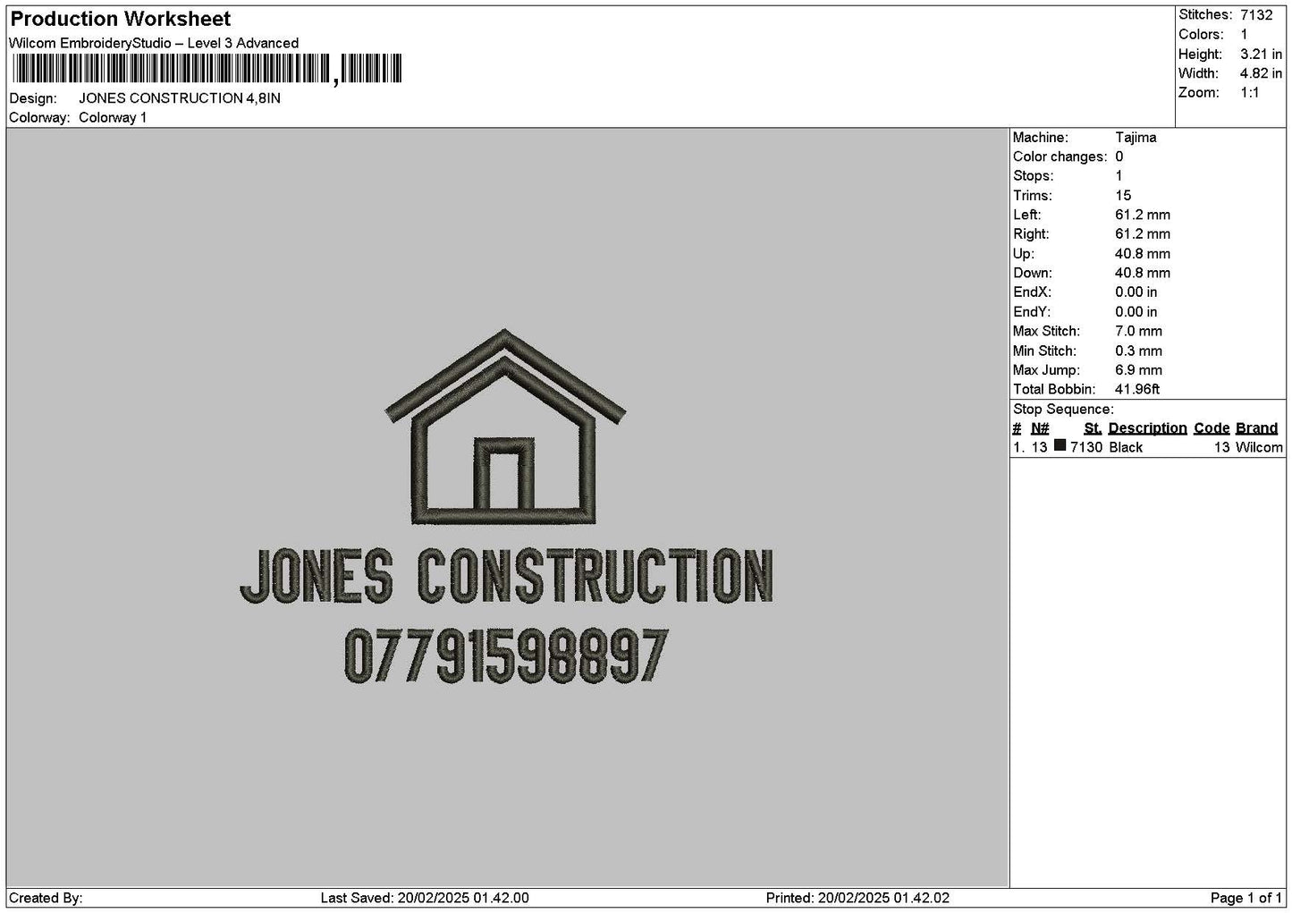Jonestext Embroidery File 6 sizes