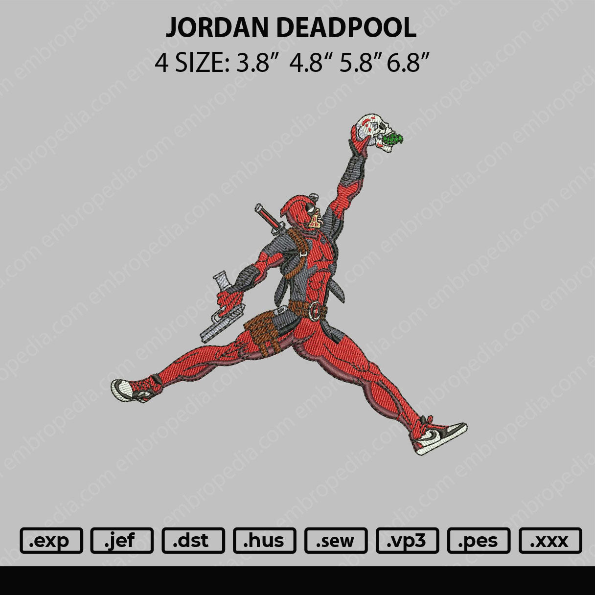 Jordan Deadpool Embroidery File 4 size