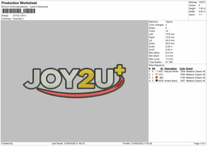 Joy Text 2109 Embroidery Machine Design File 6 sizes