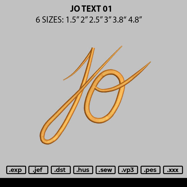 Jotext 01 Embroidery File 6 sizes