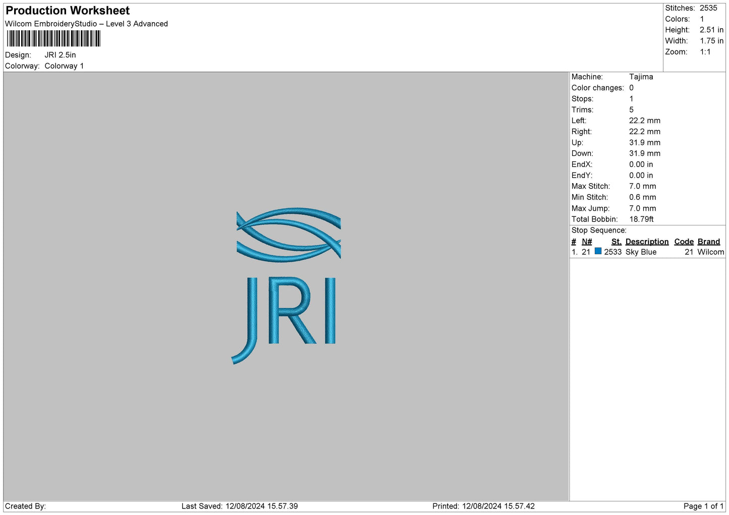 Jritext Embroidery File 6 sizes