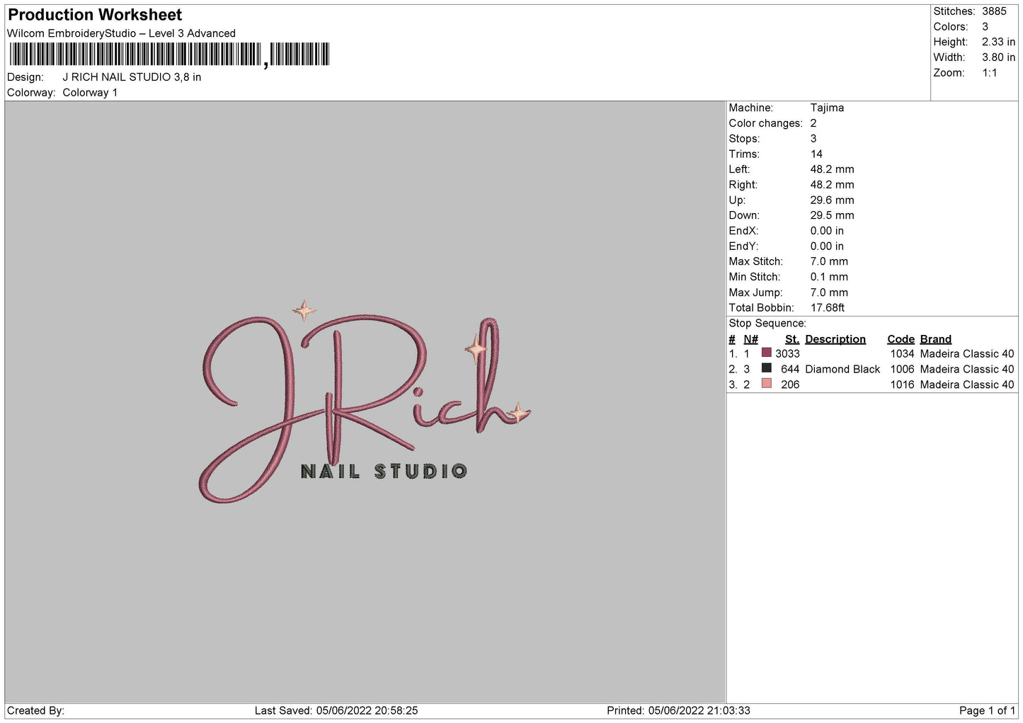 J Rich Nail Studio Embroidery File 4 size