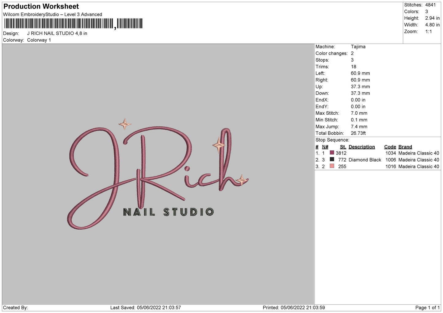 J Rich Nail Studio Embroidery File 4 size