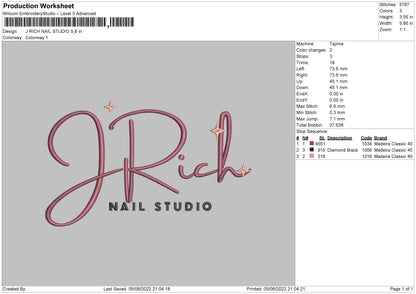 J Rich Nail Studio Embroidery File 4 size