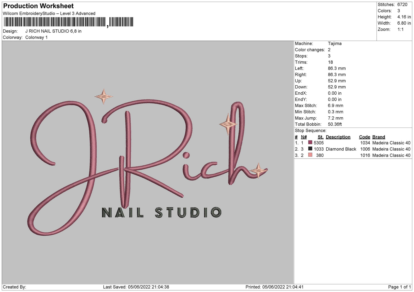 J Rich Nail Studio Embroidery File 4 size