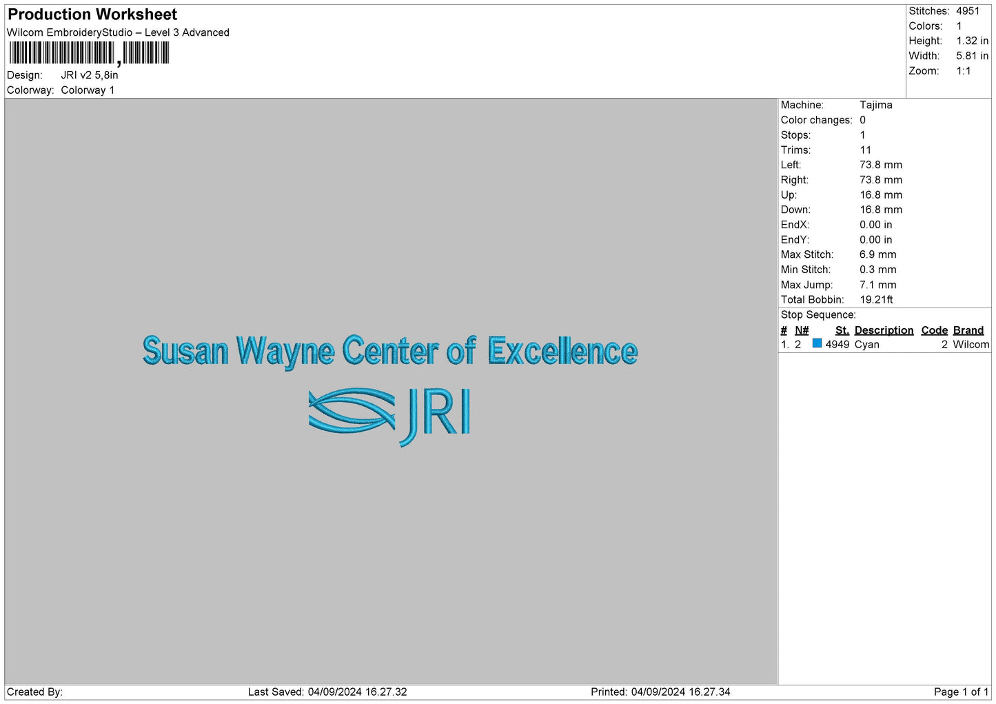 Jri Text v2 Embroidery File 6 sizes