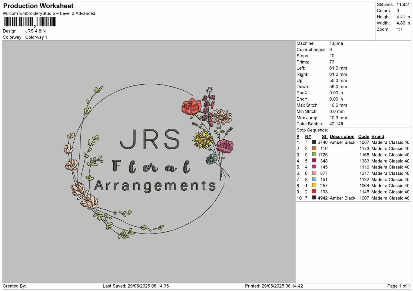 JRS LOGO for Embroidery machine
