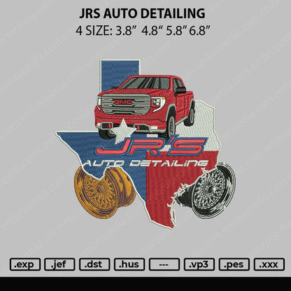 JRS Auto Detailing Embroidery File 4 size