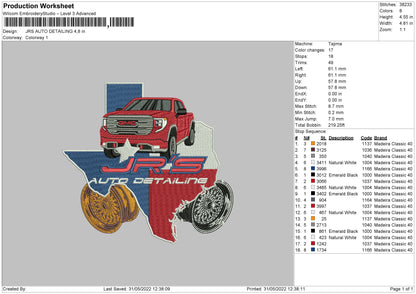 JRS Auto Detailing Embroidery File 4 size