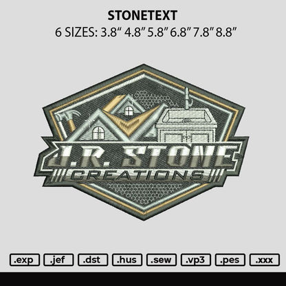 Stonetext Embroidery File 6 sizes