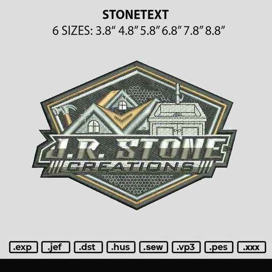 Stonetext Embroidery File 6 sizes