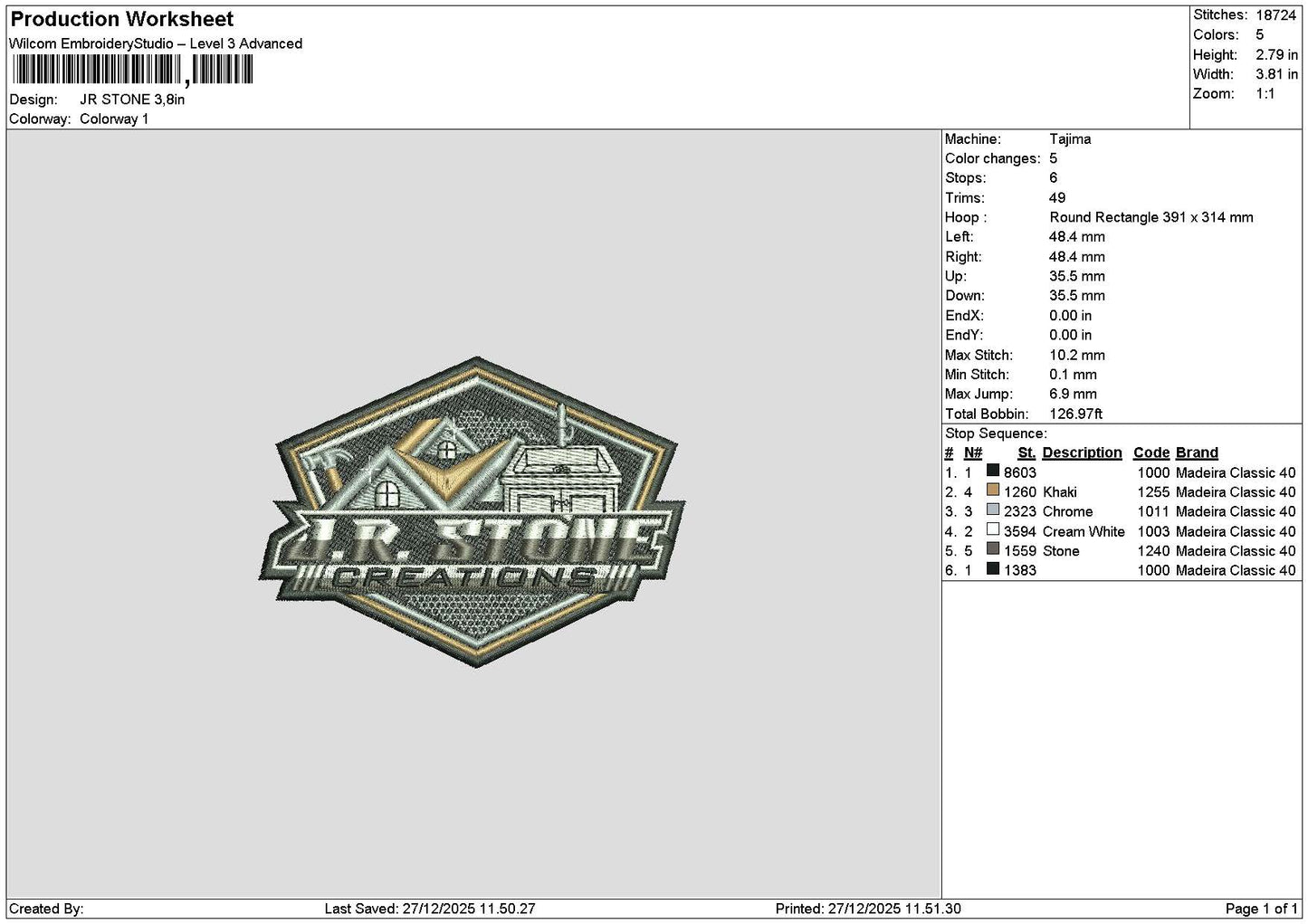 Stonetext Embroidery File 6 sizes