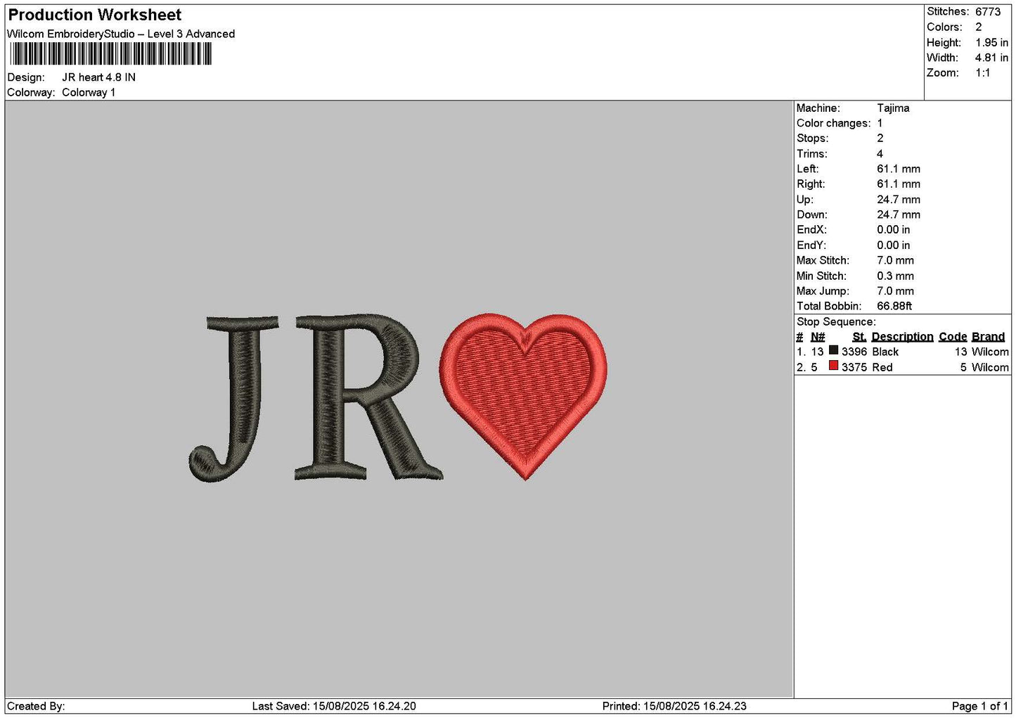 Jr Heart Embroidery File 6 sizes