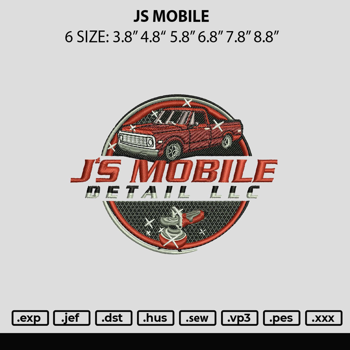 Js Mobile Embroidery File 6 sizes