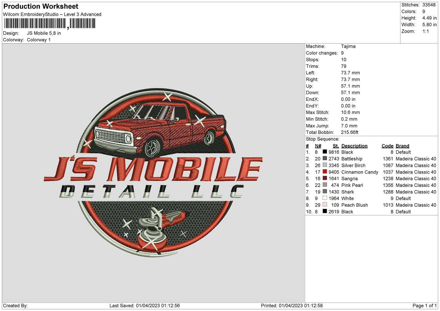 Js Mobile Embroidery File 6 sizes