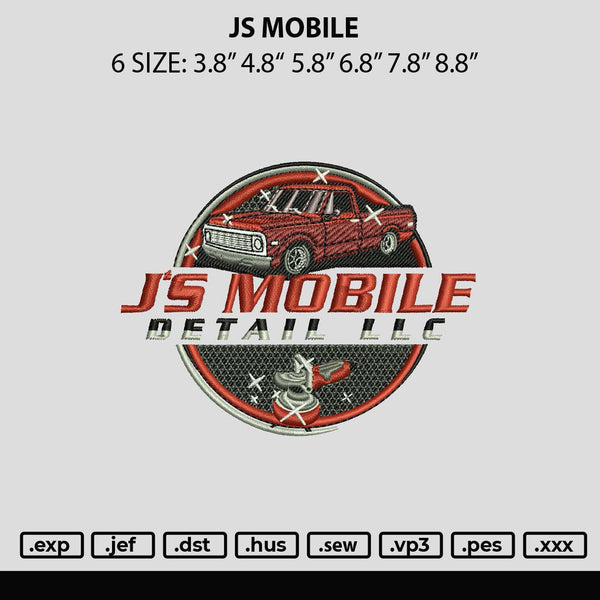 Js Mobile Embroidery File 6 sizes