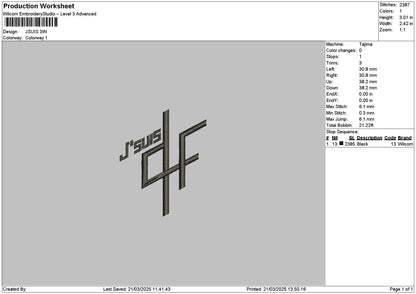 Jsuistext Embroidery File 6 sizes