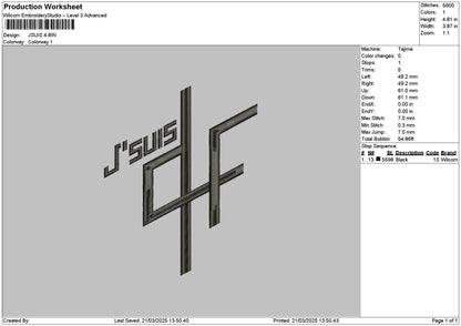 Jsuistext Embroidery File 6 sizes