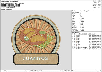 Juanitostext Embroidery File 6 sizes