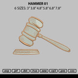 Hammer 01 Embroidery File 6 sizes