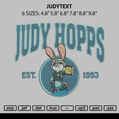 Judytext Embroidery File 6 sizes