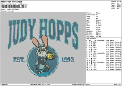 Judytext Embroidery File 6 sizes