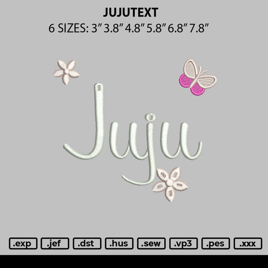 Jujutext Embroidery File 6 sizes