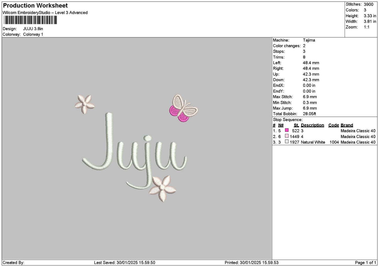 Jujutext Embroidery File 6 sizes