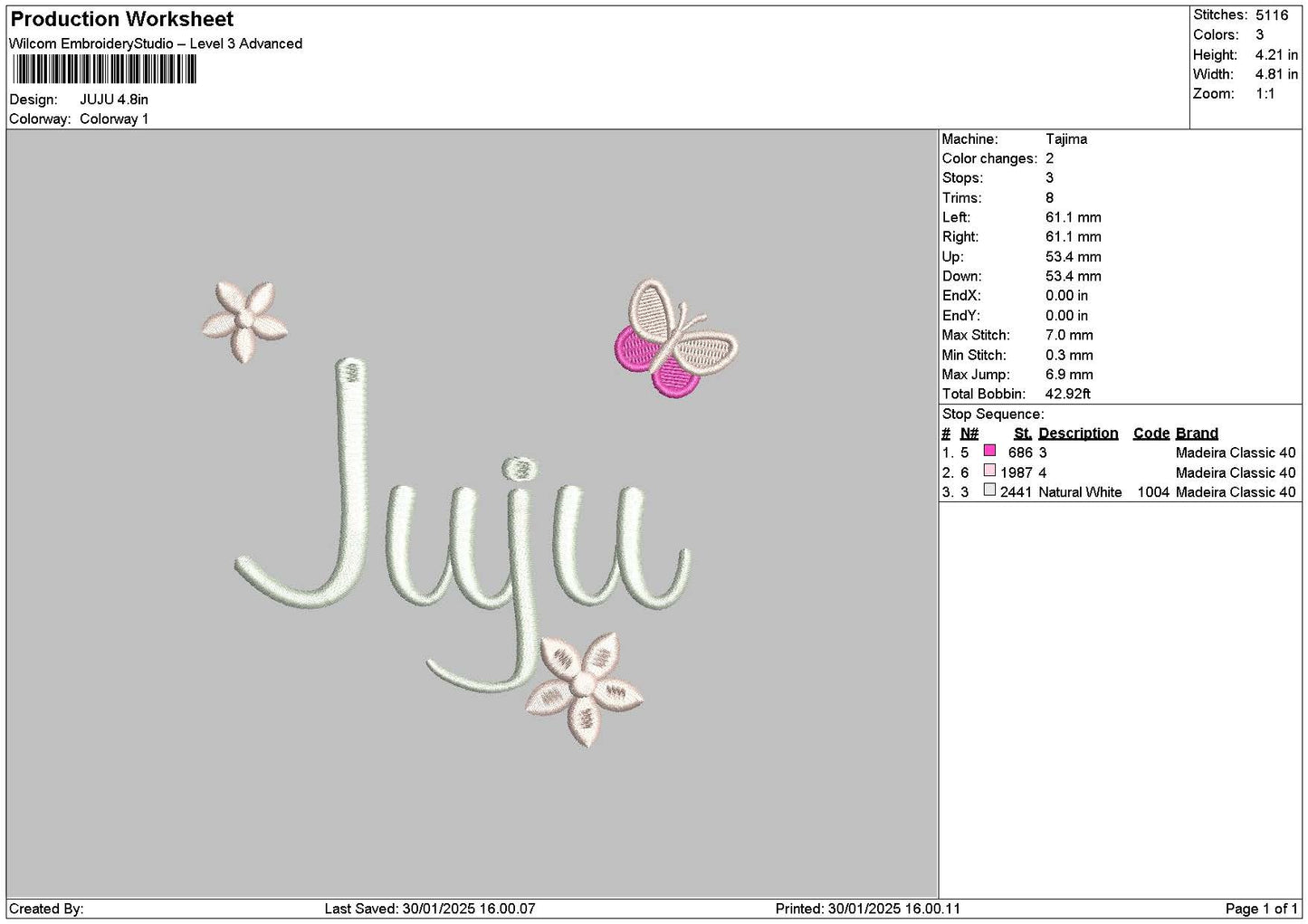 Jujutext Embroidery File 6 sizes
