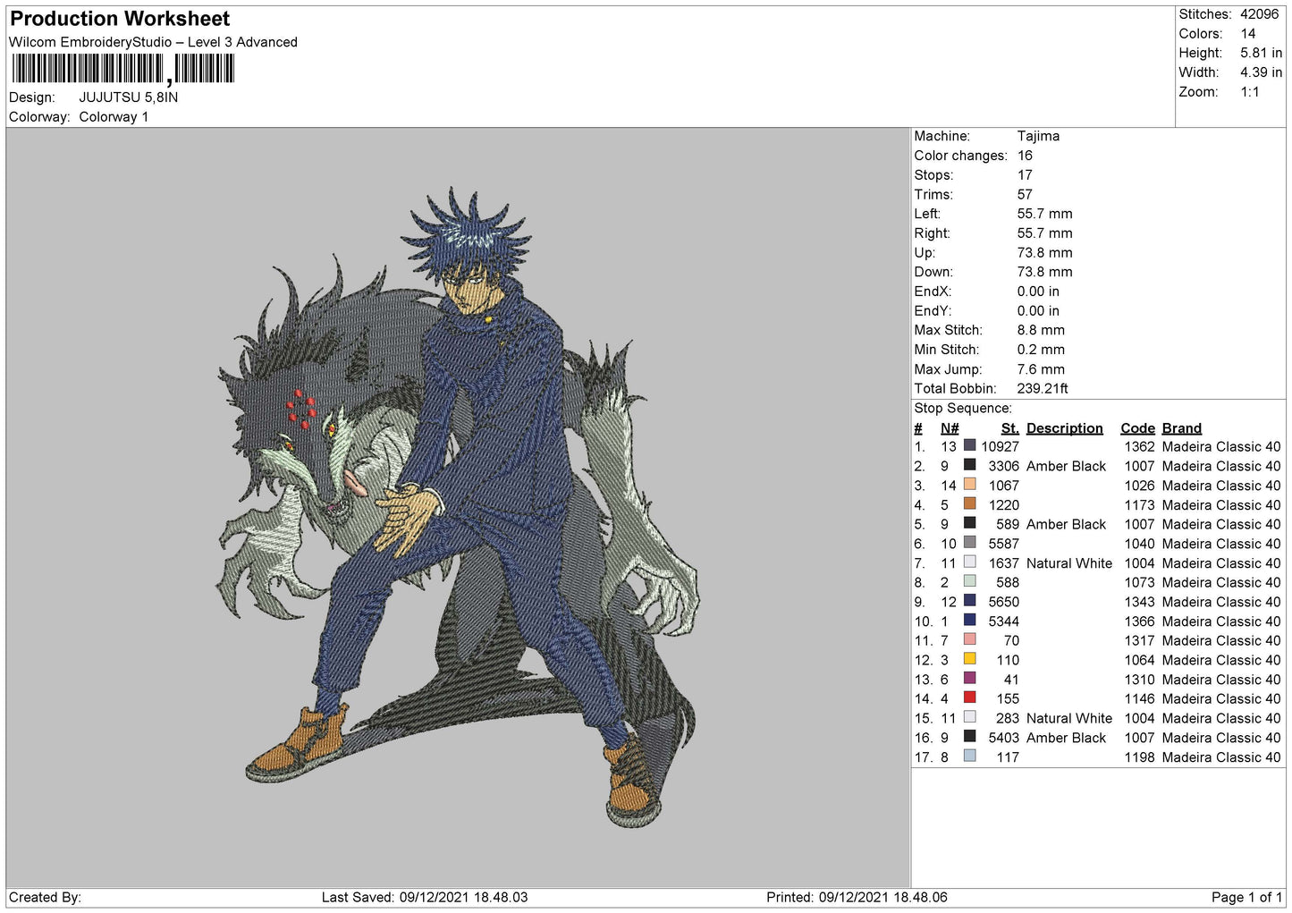 Jujutsu K Embroidery File 4 size