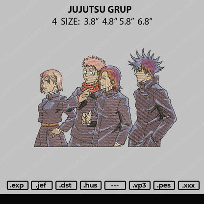 Jujutsu Grup Embroidery File 4 size