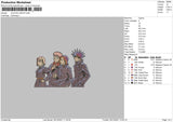 Jujutsu Grup Embroidery File 4 size