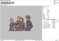 Jujutsu Grup Embroidery File 4 size