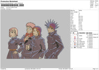 Jujutsu Grup Embroidery File 4 size