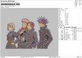 Jujutsu Grup Embroidery File 4 size