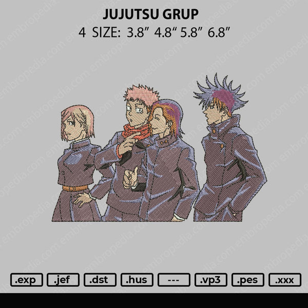 Jujutsu Grup Embroidery File 4 size