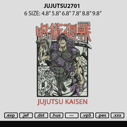 Jujutsu2701 Embroidery File 6 sizes
