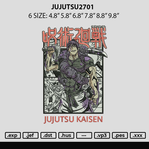 Jujutsu2701 Embroidery File 6 sizes