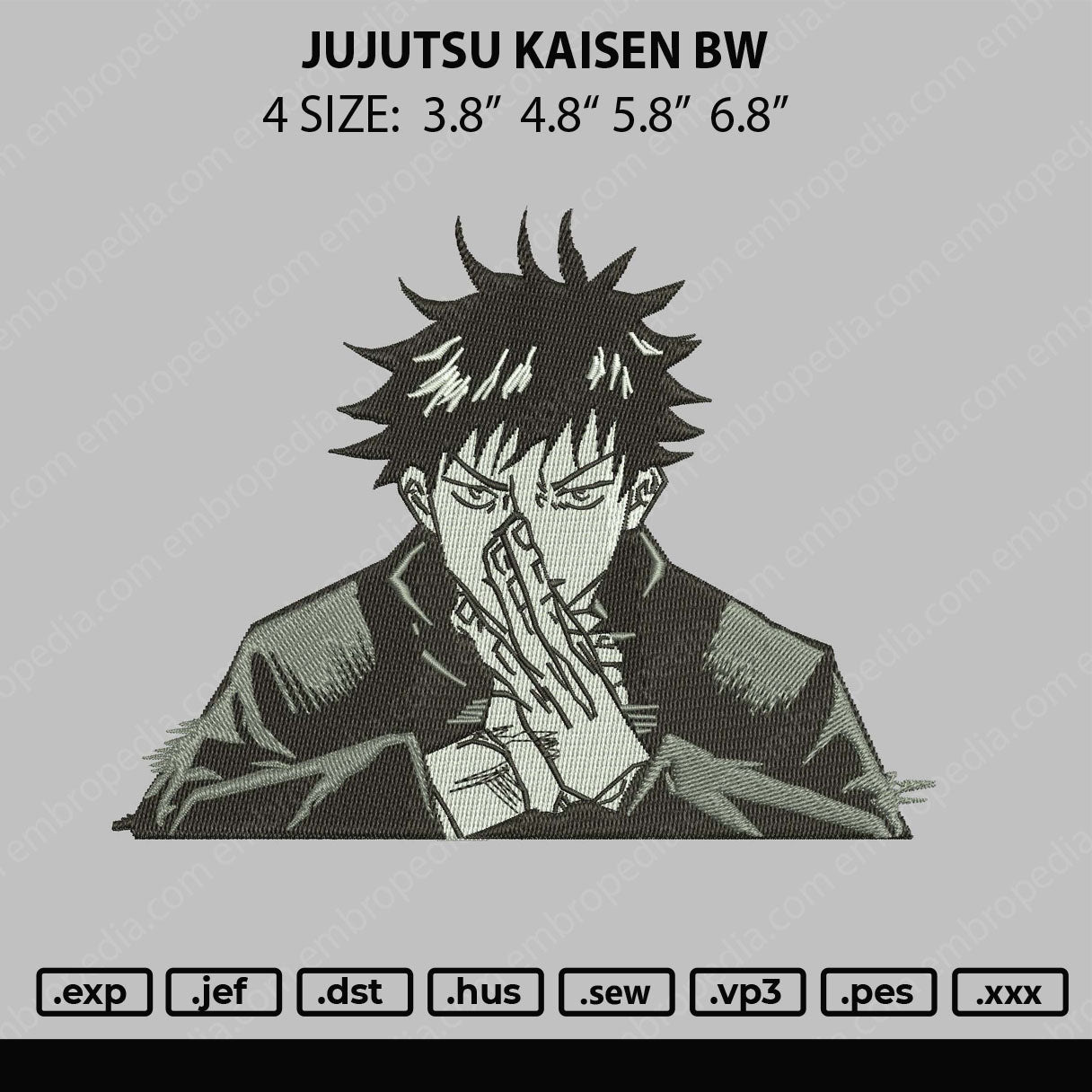 Jujutsu Kaisen BW Embroidery File 4 size