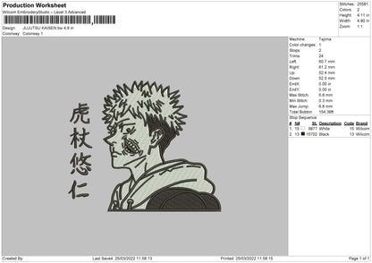 Jujutsu Kaisen BW Embroidery File 4 size