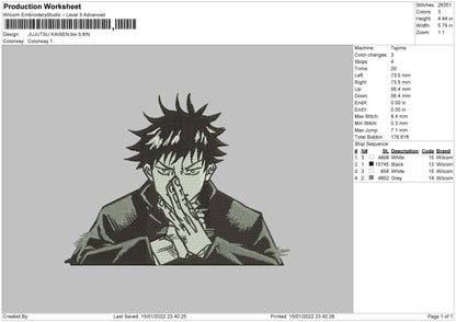 Jujutsu Kaisen BW Embroidery File 4 size
