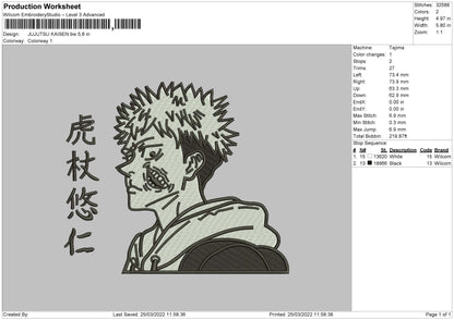 Jujutsu Kaisen BW Embroidery File 4 size