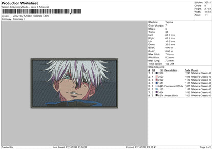 Jujutsu K Embroidery File 6 sizes