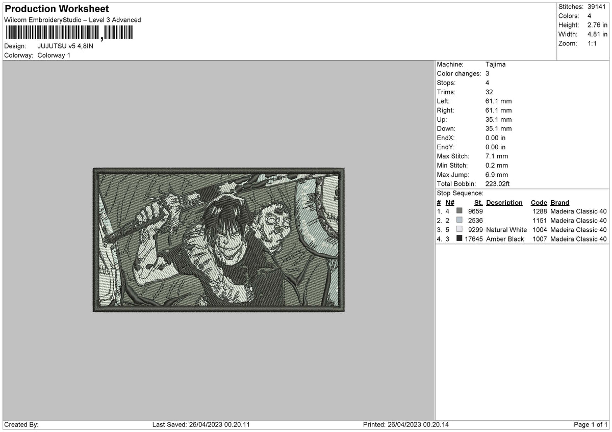 Jujutsu V5 Embroidery File 6 sizes – Master Digitizer